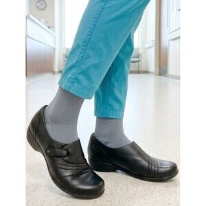 Dansko Womens 7,5-8 EU 38 Black Leather Slip On Side Strap Comfort Shoes Nursing